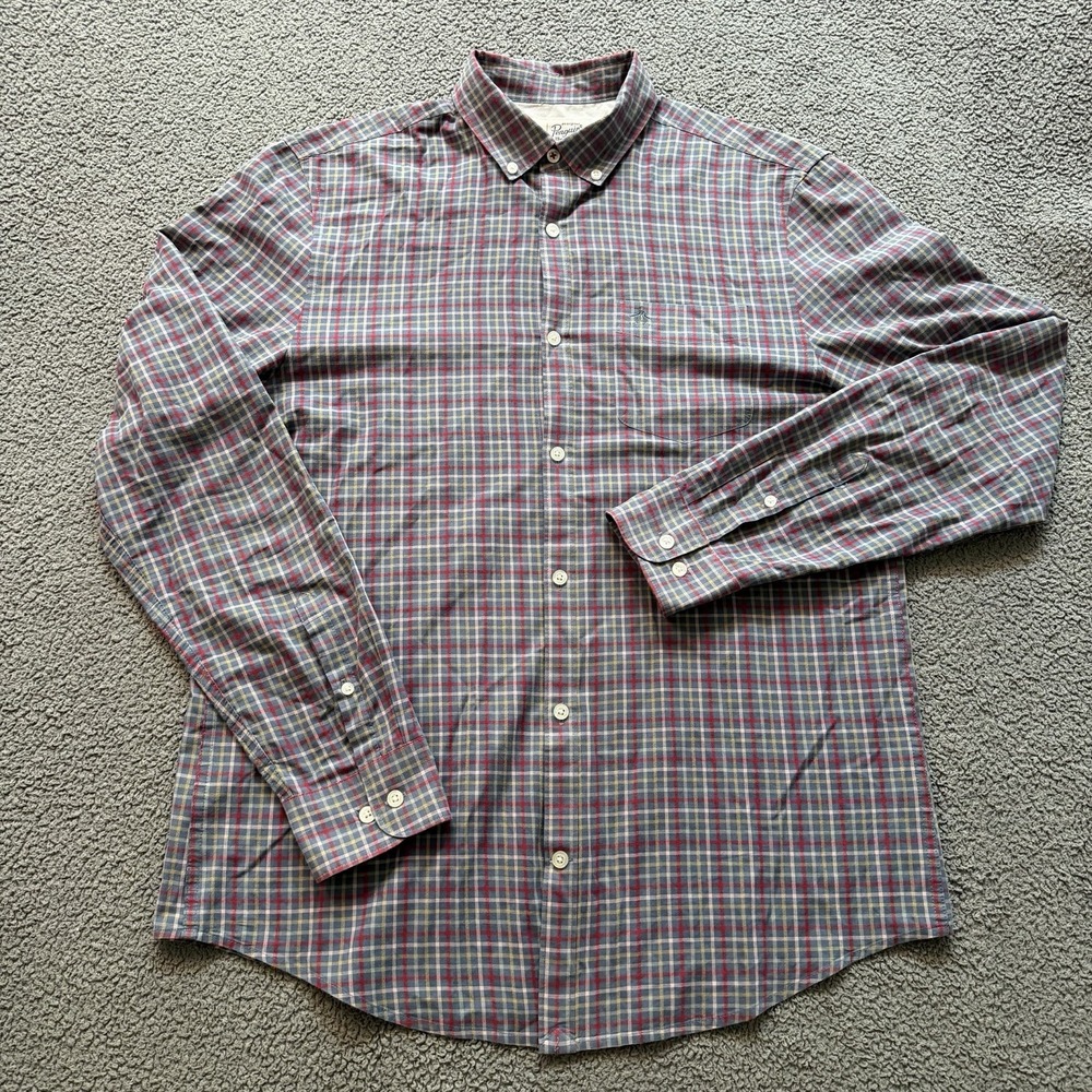 Original Penguin Plaid Long Sleeve Button Down Shirt Men's Large Casual Preppy